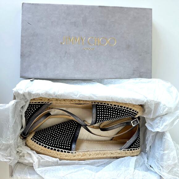 Jimmy Choo Donna Studded Espadrille Flat Black Size 36.5 / US 6.5 B - Picture 15 of 16